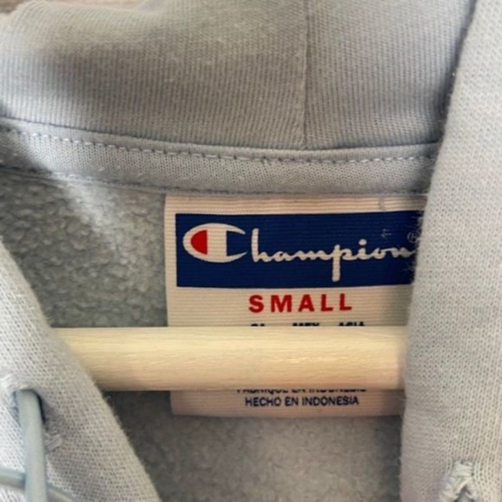 Champion Light‎ Blue Crop Hoodie Sweatshirt - Picture 2 of 3